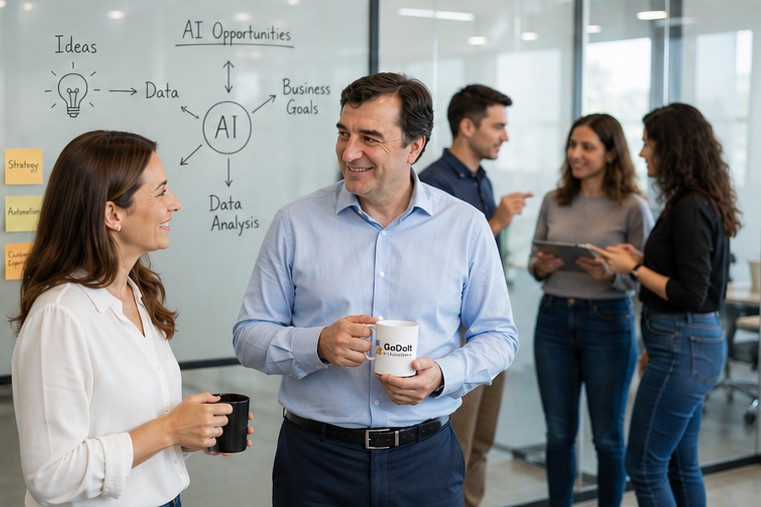 AI-Godoit team mapping AI opportunities on a whiteboard